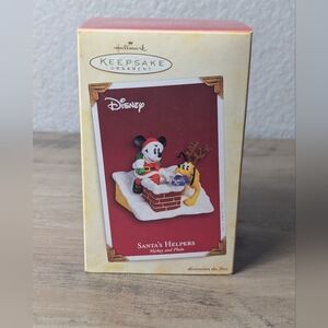 Vintage Mickey and Pluto Santa's Helpers Hallmark Keepsake Ornament 2005